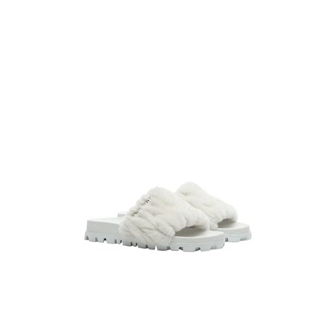 miu miu shearling slides|Matelassé shearling slides White .